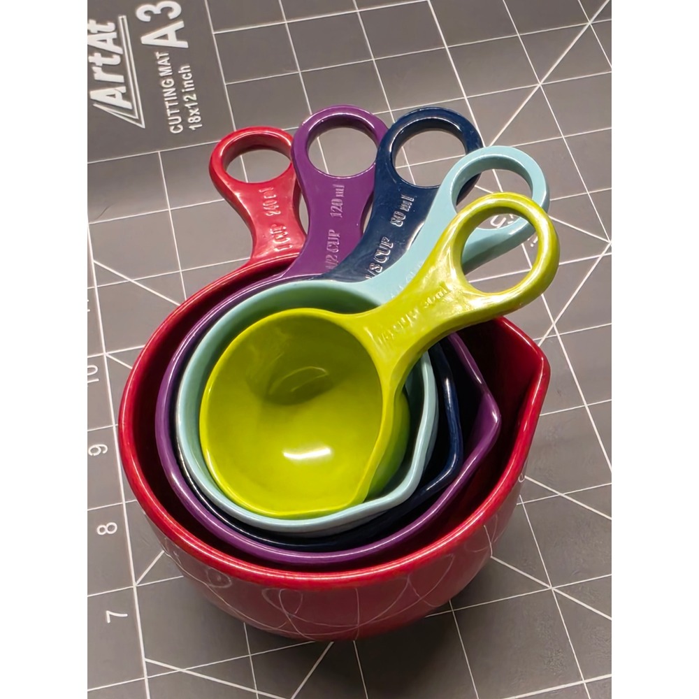 Melamine Nesting Measuring Cups Set of 5 Multicolor Kitchen Baking Tools